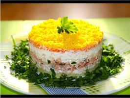 Cлоеный салат с куриной печенью