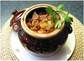  Свинина с овощами, отваренная в горшочке