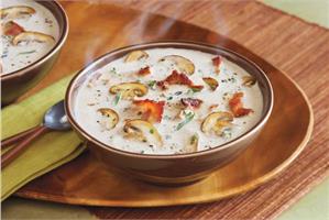 Сливочный суп с рисом и грибами