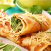Блины, фаршированные сыром и овощами. 