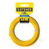 Леска для триммера STEHER 75001-1.6, сечение круг, d=1.6 мм, 15 м, нейлон   