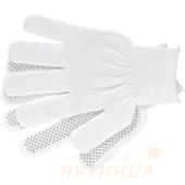 Перчатки нейлон, ПВХ точка, 13 класс, белые, L Россия