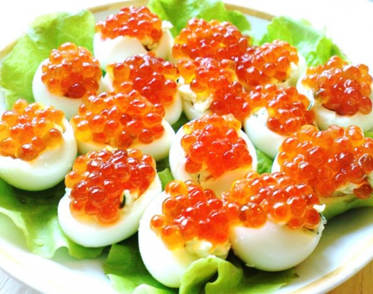 Закуски с красной икрой