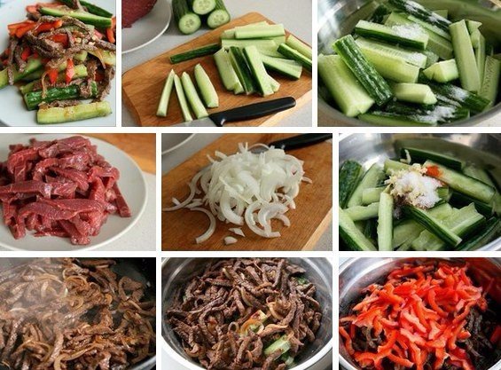огурцы с мясом по-корейски
