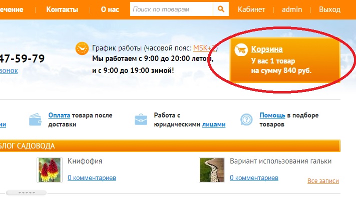 корзина с товаром
